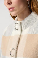 Joseph Ribkoff Ladies Plaid Jaquard Jacket w/Funnel Neck