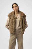 Joseph Ribkoff Ladies Mink Chevron Faux Fur Mock Neck Vest
