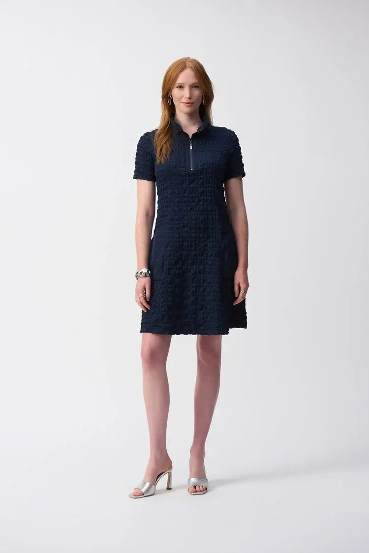 Joseph Ribkoff Ladies Midnight Blue Bubble Jacquard A-Line Dress – John's  Stettler