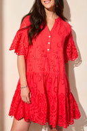 Tribal Ladies Bayberry Mixed Pattern Eyelet Dress