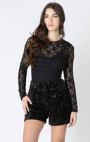 Dex Ladies Black Stretch Lace Top