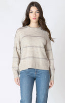 Dex Ladies Light Oat Sequin Stripe Sweater