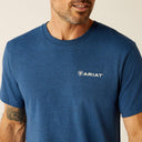 Ariat Mens Denim Blue Heather Line Frame Hex SS Tshirt