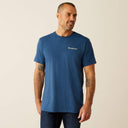 Ariat Mens Denim Blue Heather Line Frame Hex SS Tshirt