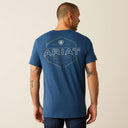 Ariat Mens Denim Blue Heather Line Frame Hex SS Tshirt