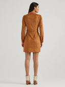 Wrangler Ladies Suede Brown LS Dress Snap Dress