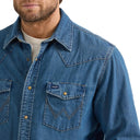 Wrangler Mens Mid Wash Denim Shirt