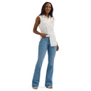 Wrangler Ladies White Sleeveless Retro Snap Dobby Top