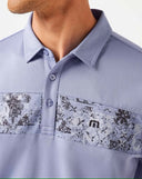 Travis Mathew Men's Good Good Chest Stripe Heather Violet Storm Golf Polo