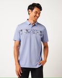 Travis Mathew Men's Good Good Chest Stripe Heather Violet Storm Golf Polo