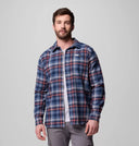Columbia Mens Coll Navy Backland Tartan Cornell Woods Flannel LS Shirt