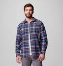 Columbia Mens Coll Navy Backland Tartan Cornell Woods Flannel LS Shirt