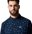 Columbia Mens Collegiate Navy Deserted Rapid Rivers Printed SS Shirt