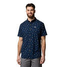 Columbia Mens Collegiate Navy Deserted Rapid Rivers Printed SS Shirt