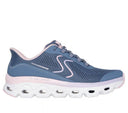 Skechers Ladies Slate/Pink Glide Step Sole Slip In Shoes