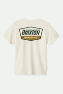 Brixton Mens Cream/Dark Green/Metal Bronze Regal SS Tshirt