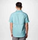 Columbia Mens Ripple Blue Pulaski Plaid Silver Ridge Utility Lite Novelty SS Shirt