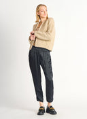 Dex Ladies Lurex Boucle Stone/Lurex Gold Cardigan