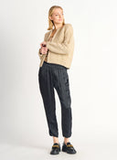 Dex Ladies Lurex Boucle Stone/Lurex Gold Cardigan