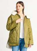 Dex Ladies Sherpa Lined Quilted Olive Green Jacket