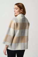 Joseph Ribkoff Ladies Plaid Jaquard Jacket w/Funnel Neck
