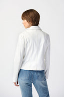 Joseph Ribkoff Ladies Vanilla Studded Foiled Suede Jacket w/Floral Applique