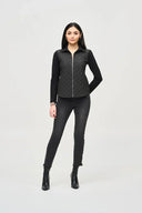 Joseph Ribkoff Ladies Black Heavy Knit Jacket w/Quilted Front