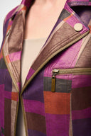 Joseph Ribkoff Ladies Multi Foiled Print Faux Suede Jacket