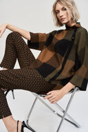 Joseph Ribkoff Ladies Multi Plaid Jaquard Sweater Knit Top