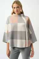 Joseph Ribkoff Ladies Rose/Multi Plaid Jacquard Sweater Knit Top