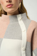 Joseph Ribkoff Ladies Rose/Multi Plaid Jacquard Sweater Knit Top