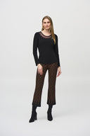 Joseph Ribkoff Ladies Black Silky Knit and Mesh Fitted Top