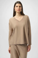 Joseph Ribkoff Ladies Fawn Sequined Sweater Knit Boxy Top