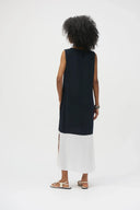Joseph Ribkoff Ladies Midnight Blue/Vanilla Gauze Colour Block Straight Dress