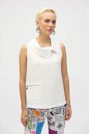 Joseph Ribkoff Ladies White Seersucker Sleeveless Straight Top