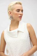 Joseph Ribkoff Ladies White Seersucker Sleeveless Straight Top
