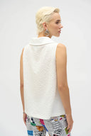 Joseph Ribkoff Ladies White Seersucker Sleeveless Straight Top