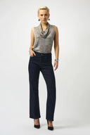 Joseph Ribkoff Ladies Beige/Multi Foiled Melange Knit Sleeveless Top