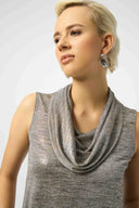 Joseph Ribkoff Ladies Beige/Multi Foiled Melange Knit Sleeveless Top