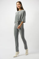Joseph Ribkoff Ladies Grey Melange Silky Knit Straight Leg Pull-On Pants