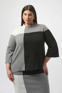 Joseph Ribkoff Ladies Black/Grey Vanilla Jacquard Sweater Colour Block Pullover