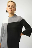 Joseph Ribkoff Ladies Black/Grey Vanilla Jacquard Sweater Colour Block Pullover