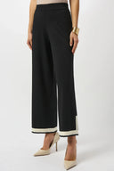 Joseph Ribkoff Ladies Black/Vanilla Sweater Knit Colour Block Culotte Pants