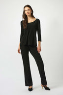 Joseph Ribkoff Ladies Black Silky Knit Scoop Neck Fit & Flare Top