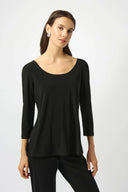 Joseph Ribkoff Ladies Black Silky Knit Scoop Neck Fit & Flare Top