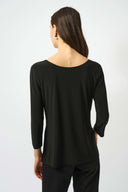 Joseph Ribkoff Ladies Black Silky Knit Scoop Neck Fit & Flare Top