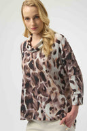 Joseph Ribkoff Ladies Off White/Multi Sweater Knit Animal Print Tunic