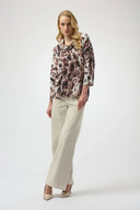 Joseph Ribkoff Ladies Off White/Multi Sweater Knit Animal Print Tunic