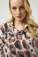 Joseph Ribkoff Ladies Off White/Multi Sweater Knit Animal Print Tunic