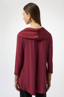 Joseph Ribkoff Ladies Merlot Silky Knit & Satin Cowl Neck Flared Top